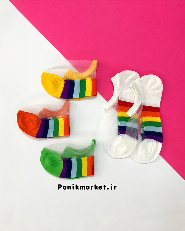 جوراب زیرقوزکی شیشه ای رنگین کمانی 🌈