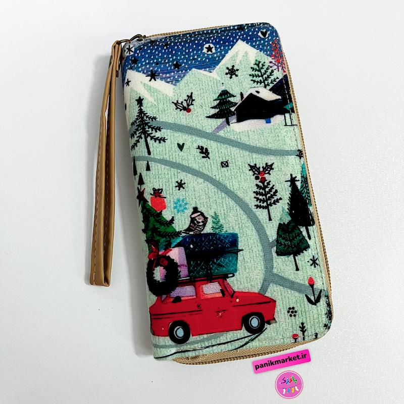 کیف پول طرح سفر کریسمسی با ماشین قرمز 🎄🦉🚘