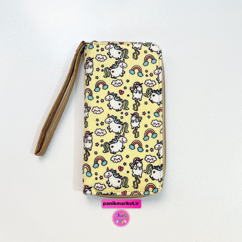 کیف پول طرح اسب تکشاخ لیمویی 🦄