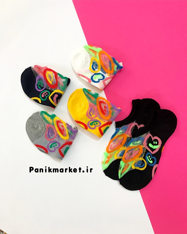 جوراب زیرقوزکی شیشه ای استیکر قلب خندان😍
