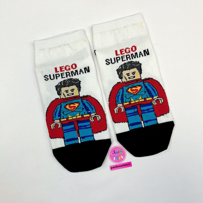 جوراب مچی سوپر پنبه نانو طرح فانتزی لگو سوپرمن Lego Superman برند پاتریس 🦸🏻‍♂️