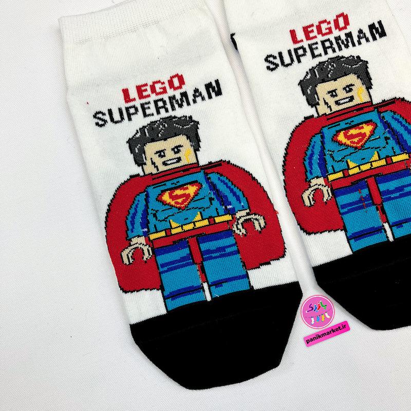 جوراب مچی سوپر پنبه نانو طرح فانتزی لگو سوپرمن Lego Superman برند پاتریس 🦸🏻‍♂️