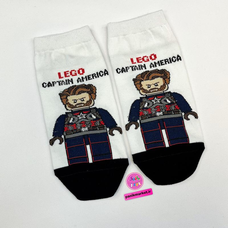 جوراب مچی سوپر پنبه نانو طرح فانتزی لگو کاپیتان آمریکا Lego Captain America برند پاتریس 🇺🇸