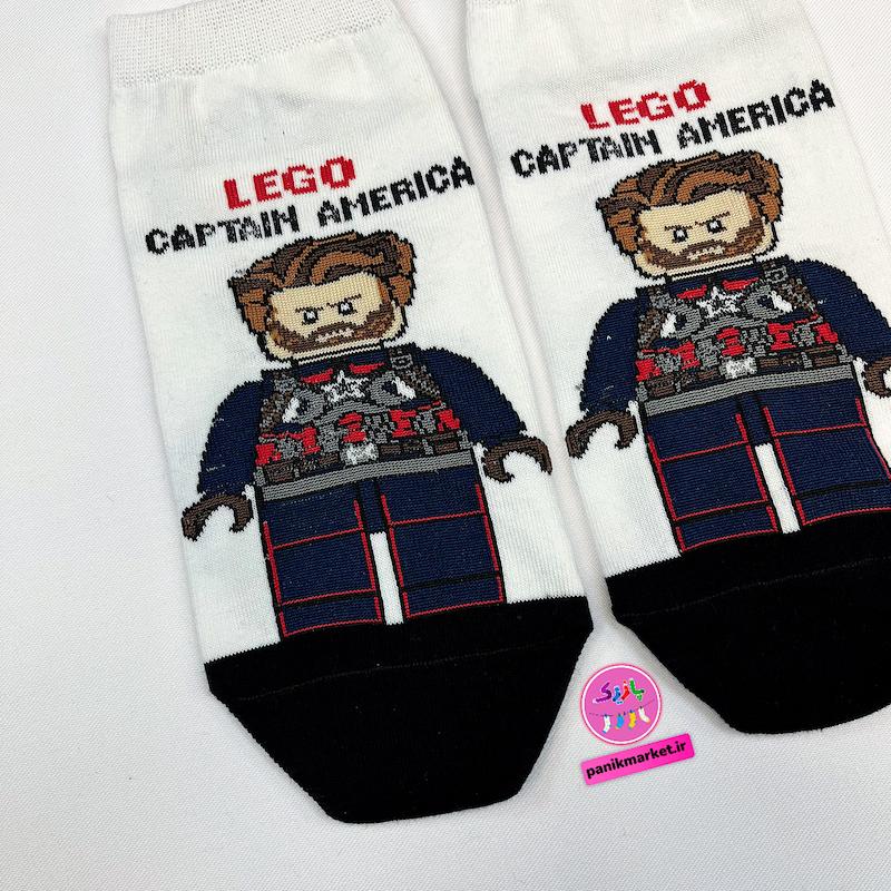 جوراب مچی سوپر پنبه نانو طرح فانتزی لگو کاپیتان آمریکا Lego Captain America برند پاتریس 🇺🇸