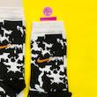 جوراب ساقدار سوپر پنبه نانو فانتزی طرح نایکی (Nike) آبرنگی مشکی-سفید