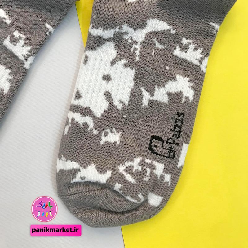 جوراب ساقدار سوپر پنبه نانو فانتزی طرح نایکی (Nike) آبرنگی طوسی-سفید