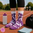 جوراب ساقدار سوپر پنبه نانو فانتزی طرح نایکی (Nike) آبرنگی بنفش-سفید