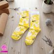 جوراب ساقدار سوپر پنبه نانو فانتزی طرح نایکی (Nike) آبرنگی زرد-سفید