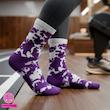 جوراب ساقدار سوپر پنبه نانو فانتزی طرح نایکی (Nike) آبرنگی بنفش-سفید
