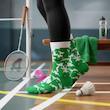جوراب ساقدار سوپر پنبه نانو فانتزی طرح نایکی (Nike) آبرنگی سبز چمنی-سفید