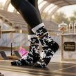 جوراب ساقدار سوپر پنبه نانو فانتزی طرح نایکی (Nike) آبرنگی مشکی-سفید