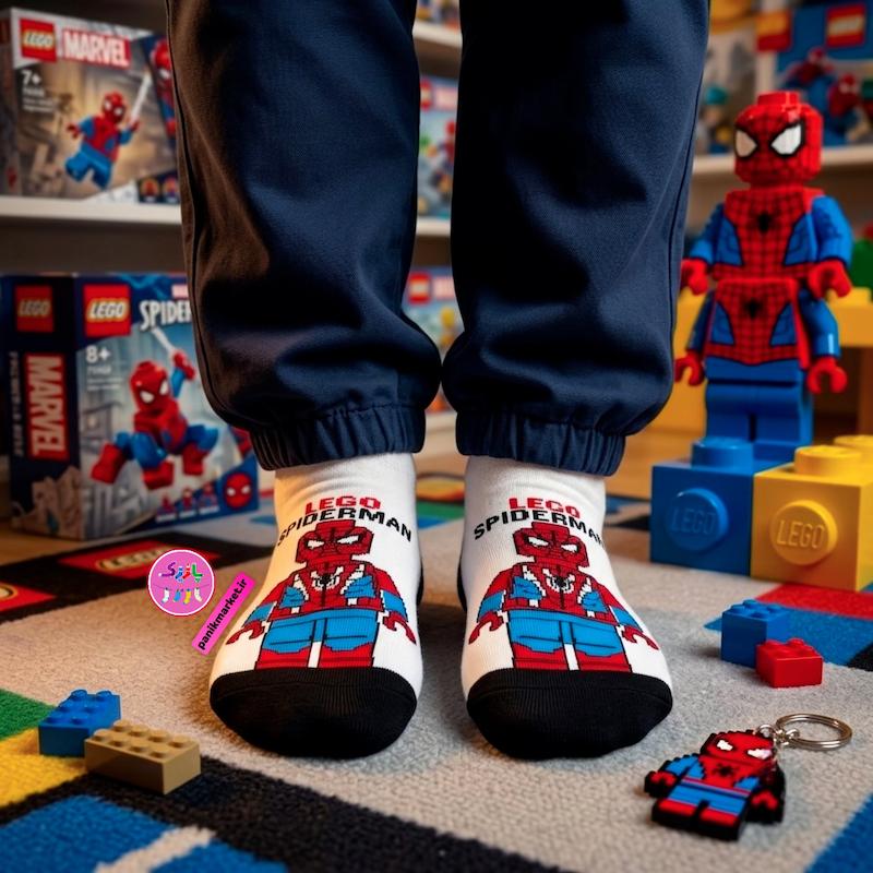 جوراب مچی سوپر پنبه نانو طرح فانتزی لگو اسپایدرمن Lego Spiderman برند پاتریس 🕸️