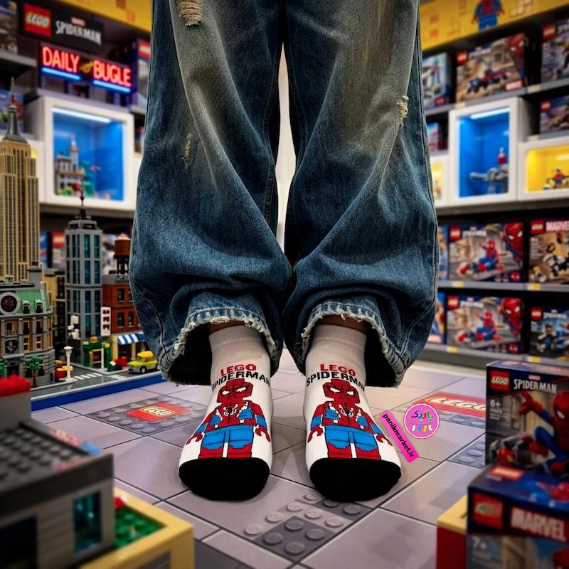 جوراب مچی سوپر پنبه نانو طرح فانتزی لگو اسپایدرمن Lego Spiderman برند پاتریس 🕸️