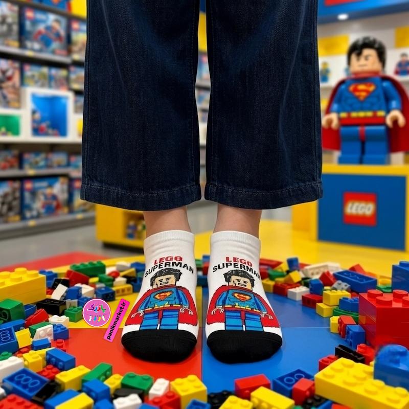 جوراب مچی سوپر پنبه نانو طرح فانتزی لگو سوپرمن Lego Superman برند پاتریس 🦸🏻‍♂️