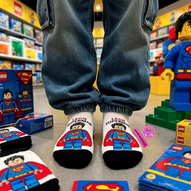 جوراب مچی سوپر پنبه نانو طرح فانتزی لگو سوپرمن Lego Superman برند پاتریس 🦸🏻‍♂️
