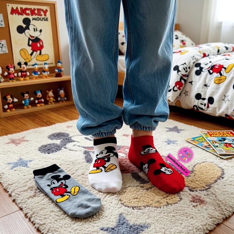 پک جوراب سه لنگه نخی طرح فانتزی میکی ماوس Mickey Mouse برند پاریز