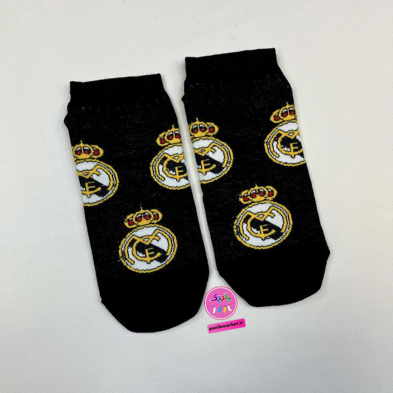 جوراب مچی سوپر پنبه نانو طرح ورزشی و تیمی رئال مادرید (Real Madrid) زمینه دودی برند پاتریس