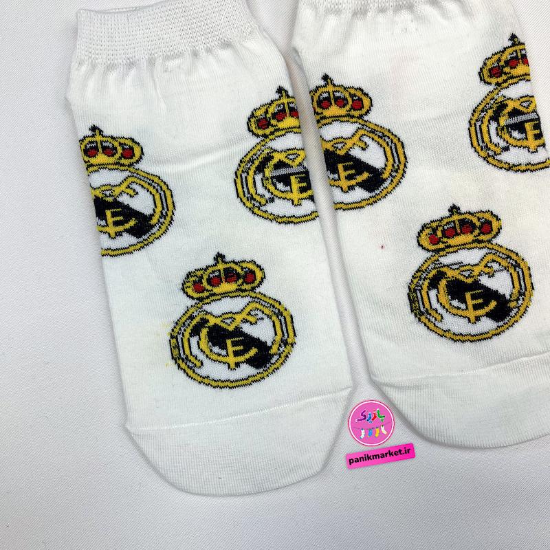 جوراب مچی سوپر پنبه نانو طرح ورزشی و تیمی رئال مادرید (Real Madrid) زمینه سفید برند پاتریس