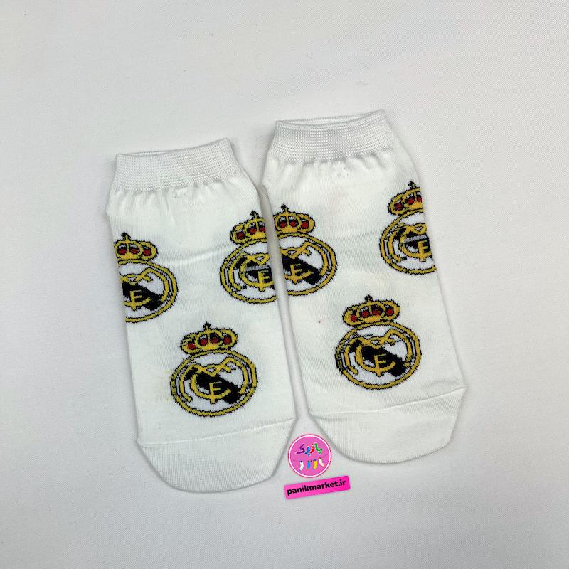 جوراب مچی سوپر پنبه نانو طرح ورزشی و تیمی رئال مادرید (Real Madrid) زمینه سفید برند پاتریس