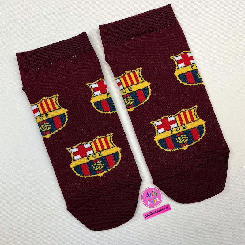 جوراب مچی سوپر پنبه نانو طرح ورزشی و تیمی بارسلونا (Barcelona) رنگ اناری تیره برند پاتریس