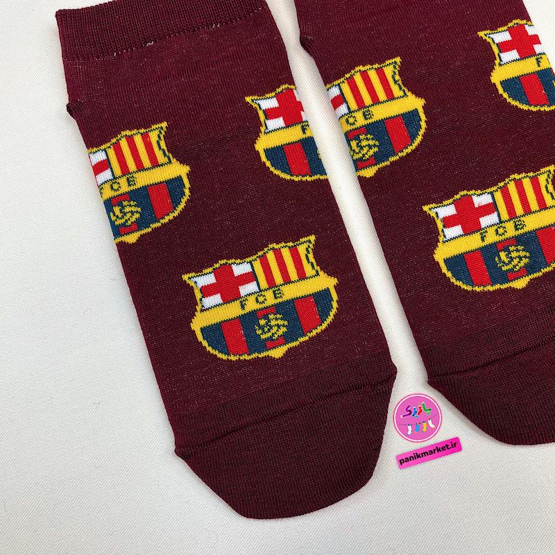 جوراب مچی سوپر پنبه نانو طرح ورزشی و تیمی بارسلونا (Barcelona) رنگ اناری تیره برند پاتریس