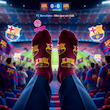 جوراب مچی سوپر پنبه نانو طرح ورزشی و تیمی بارسلونا (Barcelona) رنگ اناری تیره برند پاتریس