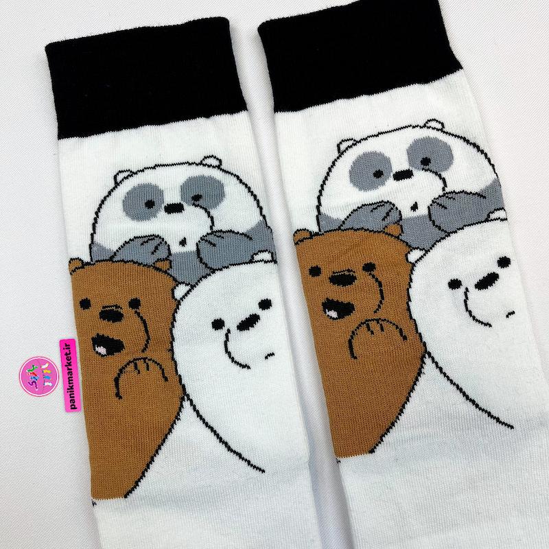 جوراب ساقدار سوپر پنبه نانو فانتزی طرح خرس‌های کله فندقی (We Bare Bears) برند پاتریس