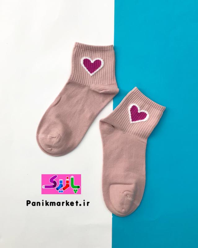 جوراب نیمساق استیکر قلب حاشیه بوکله ❤️