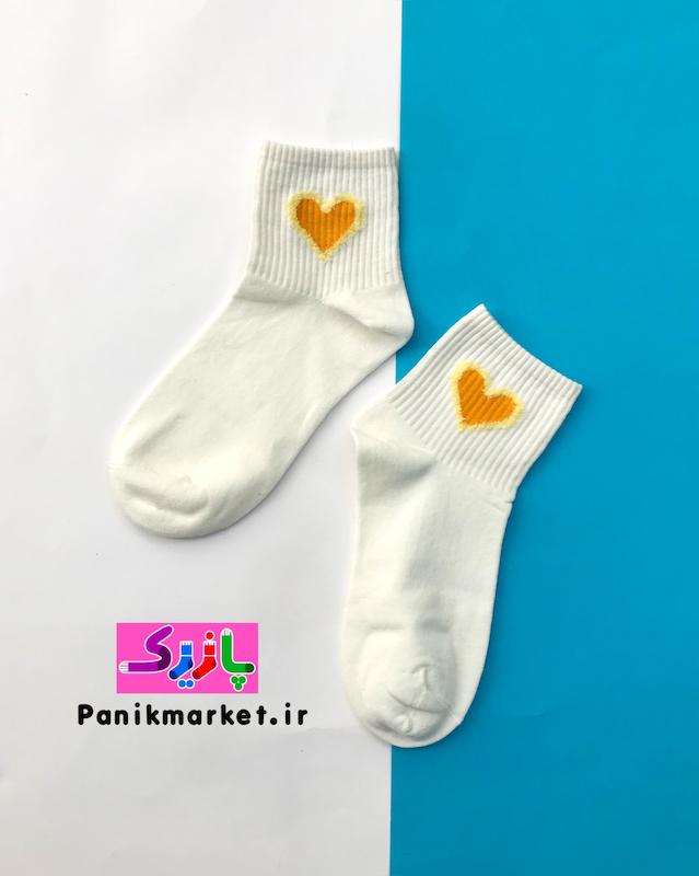 جوراب نیمساق استیکر قلب حاشیه بوکله ❤️