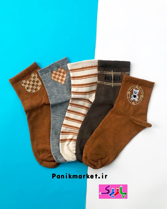 جوراب نیمساق خرس تدی کاراملی🧸