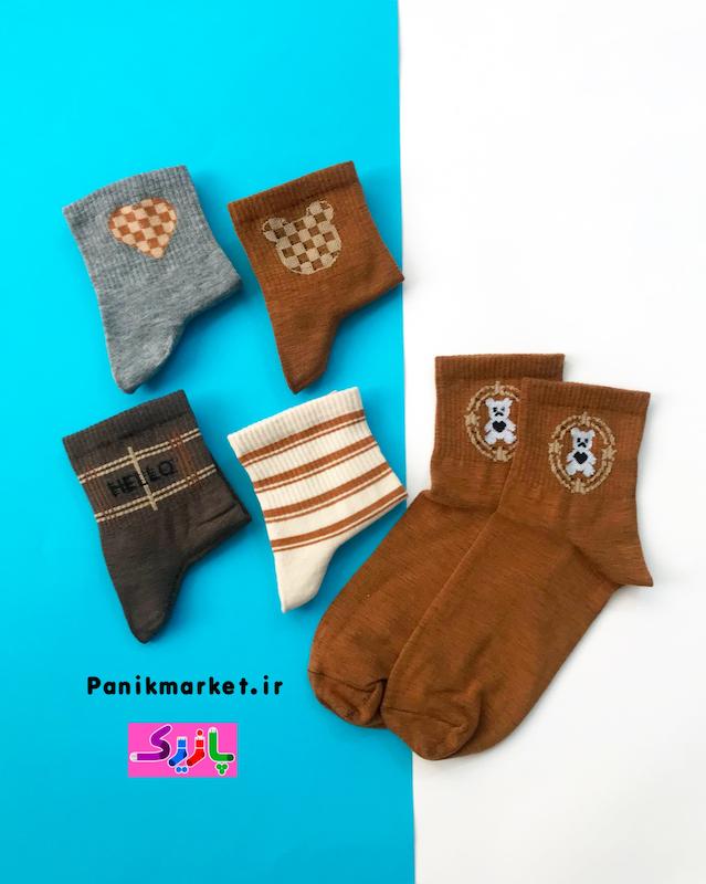 جوراب نیمساق خرس تدی کاراملی🧸