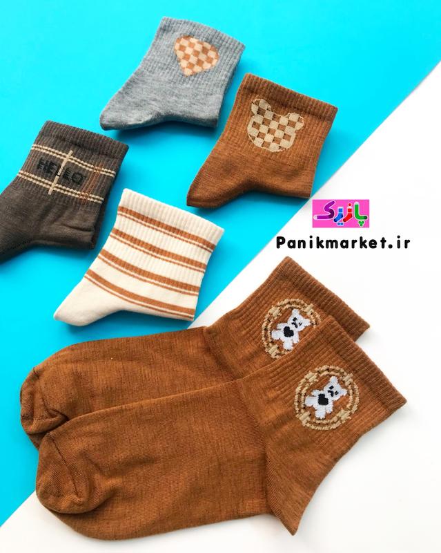 جوراب نیمساق خرس تدی کاراملی🧸