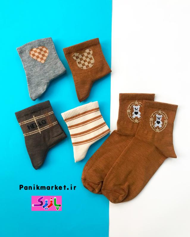 جوراب نیمساق خرس تدی کاراملی🧸