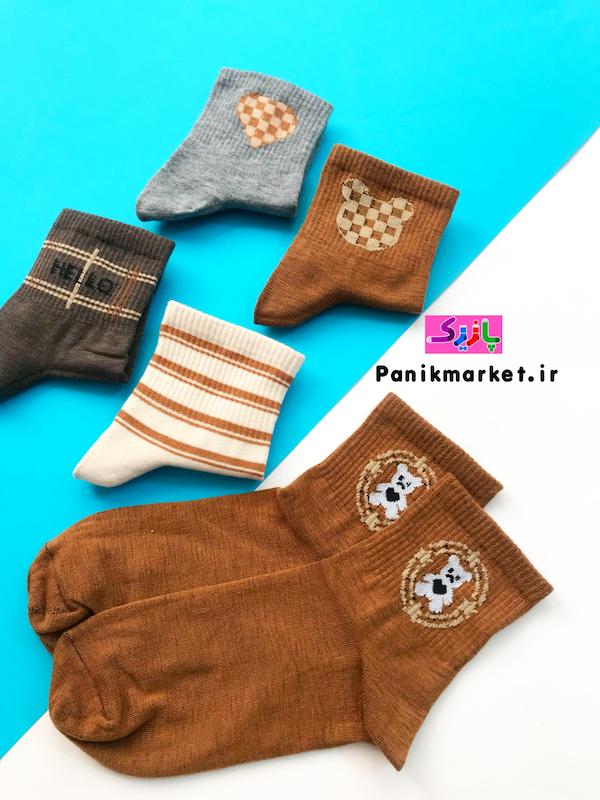 جوراب نیمساق خرس تدی کاراملی🧸
