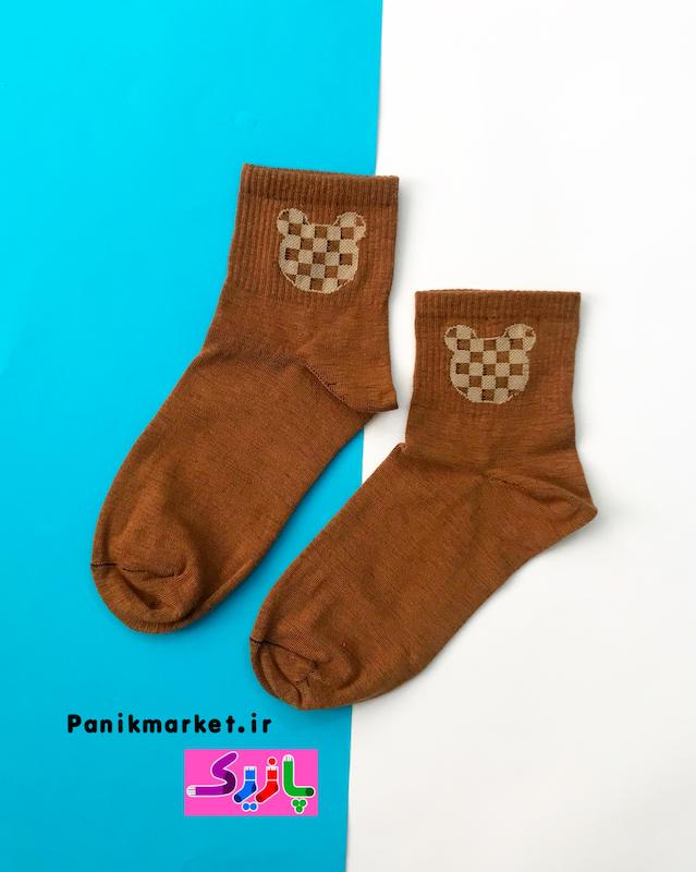 جوراب نیمساق خرس تدی کاراملی🧸