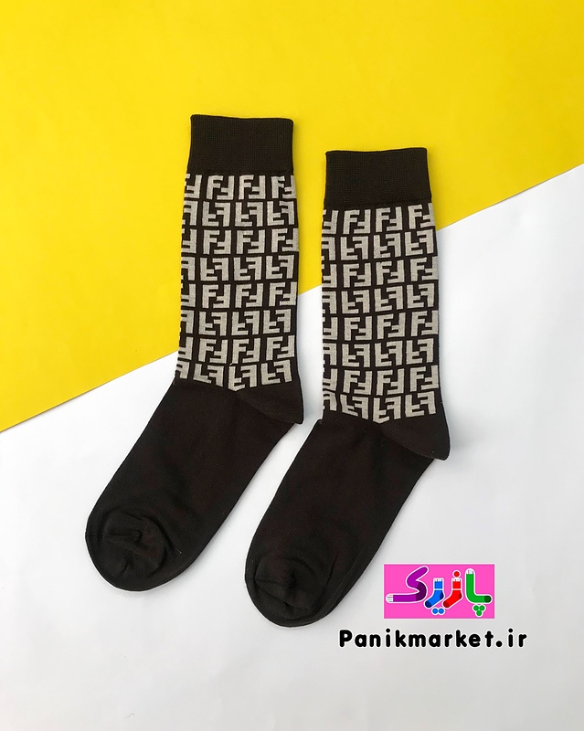 جوراب ساقدار مردانه فندی قهوه ای Fendi