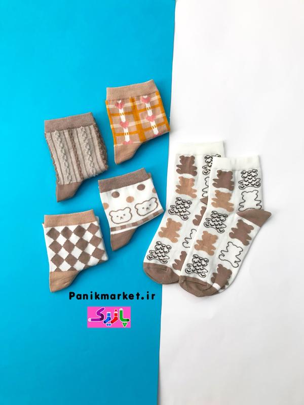 جوراب نیمساق تدی کرمی🧸