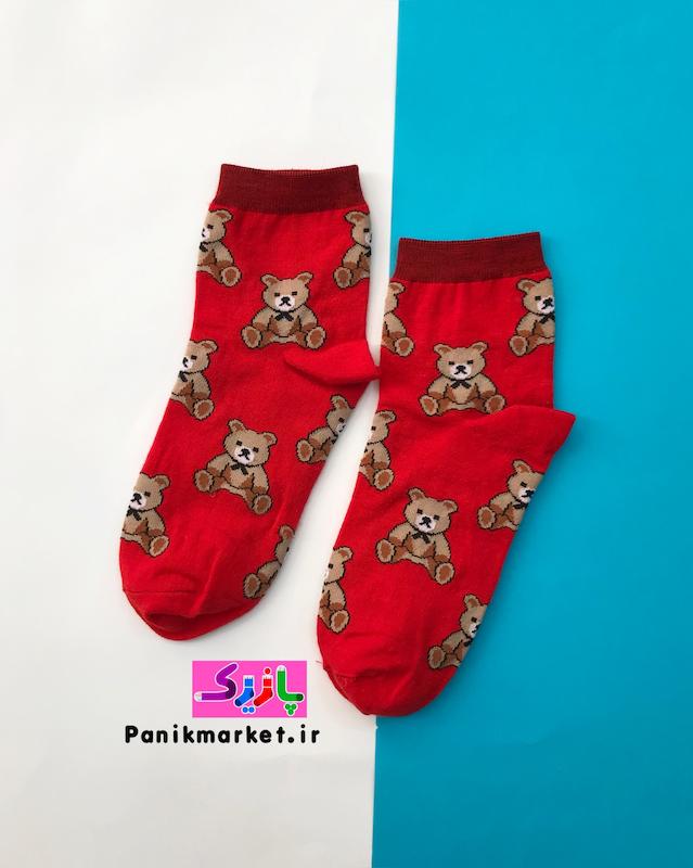 جوراب نیمساق تدی قرمزی🧸❤️