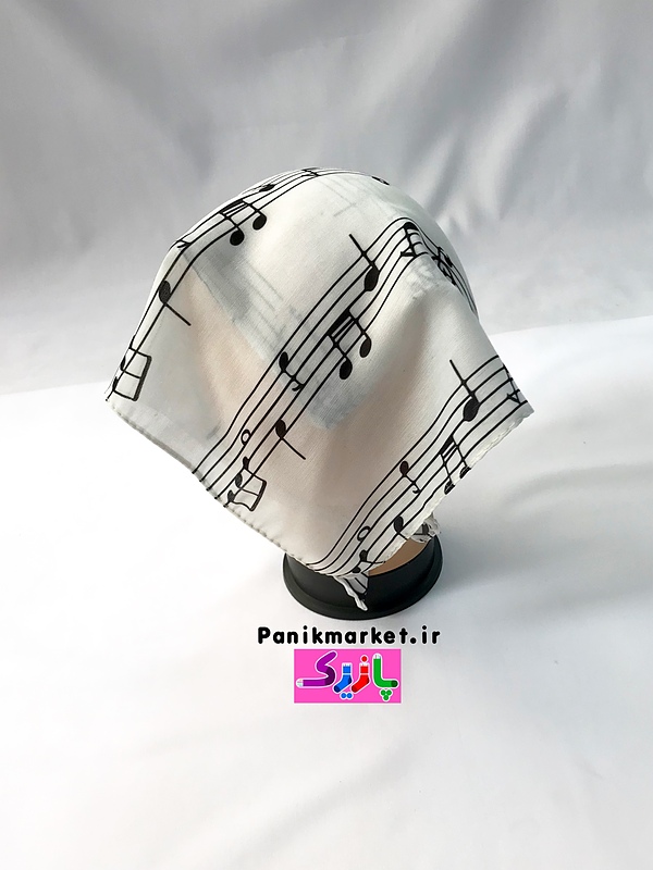 دستمال سر(باندانا) طرح نوت موسیقی سفید🎵
