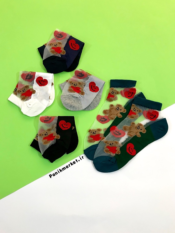 جوراب شیشه ای خرسِ تدی و قلب🐻❤️ (مچی)