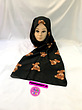 شال فانتزی نخی طرح خرس تدی مشکی 🧸