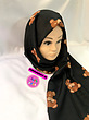 شال فانتزی نخی طرح خرس تدی مشکی 🧸