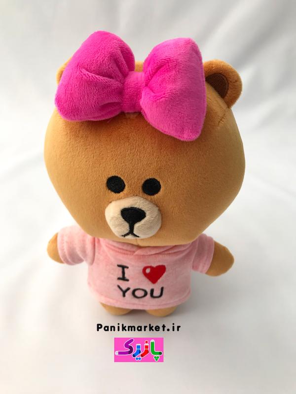 عروسک خرسی چوکو (Choco Bear) با پاپیون صورتی – عروسک ولنتاین و هدیه خاص🐻🎀