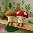 ست عروسک قارچ خالخالی قرمز و قارچ ساده کرم 🍄 – عروسک فانتزی بامزه برند کوکی