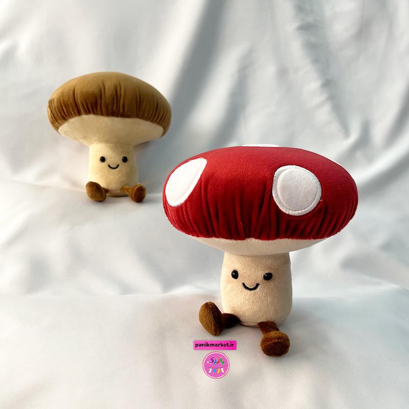ست عروسک قارچ خالخالی قرمز و قارچ ساده کرم 🍄 – عروسک فانتزی بامزه برند کوکی