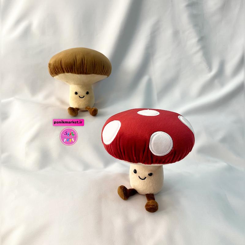 ست عروسک قارچ خالخالی قرمز و قارچ ساده کرم 🍄 – عروسک فانتزی بامزه برند کوکی