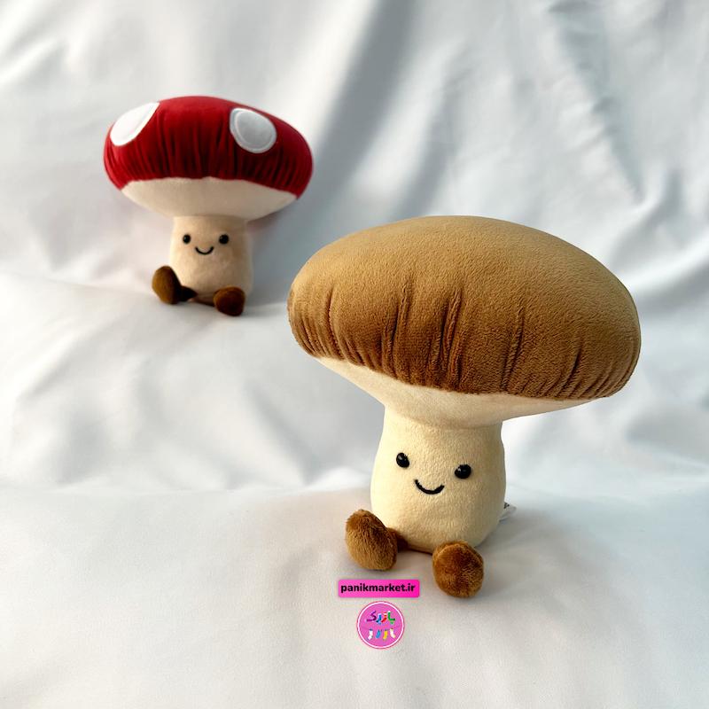 ست عروسک قارچ خالخالی قرمز و قارچ ساده کرم 🍄 – عروسک فانتزی بامزه برند کوکی