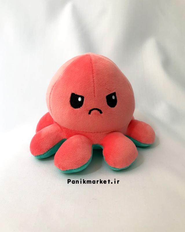 عروسک هشت پا دو طرفه گلبهی/سبزآبی (Reversible Octopus Plush) – عروسک تغییر حالت احساسی برند کوکی