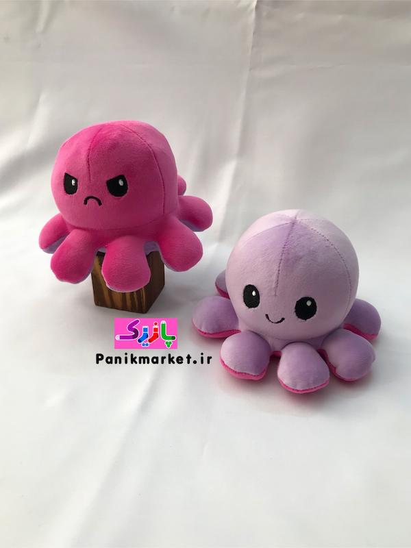 عروسک هشت پا دو طرفه یاسی/سرخابی (Reversible Octopus Plush) – عروسک تغییر حالت احساسی برند کوکی