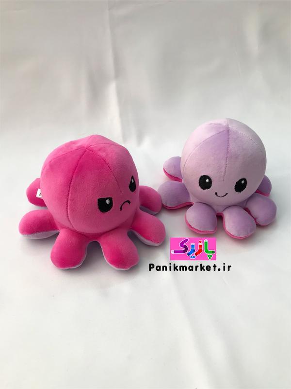 عروسک هشت پا دو طرفه یاسی/سرخابی (Reversible Octopus Plush) – عروسک تغییر حالت احساسی برند کوکی